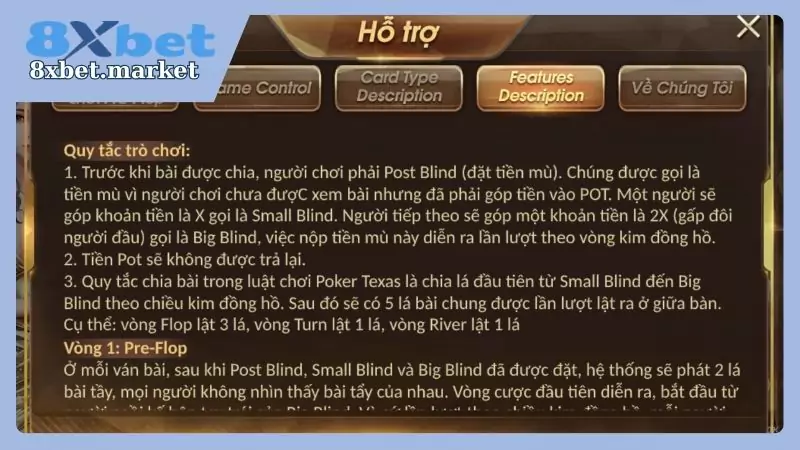 Tìm hiểu các vòng cược trong 8XBet Poker