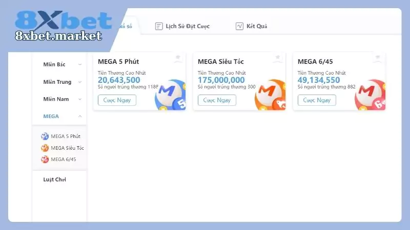 Các siêu phẩm Mega của 8XBet